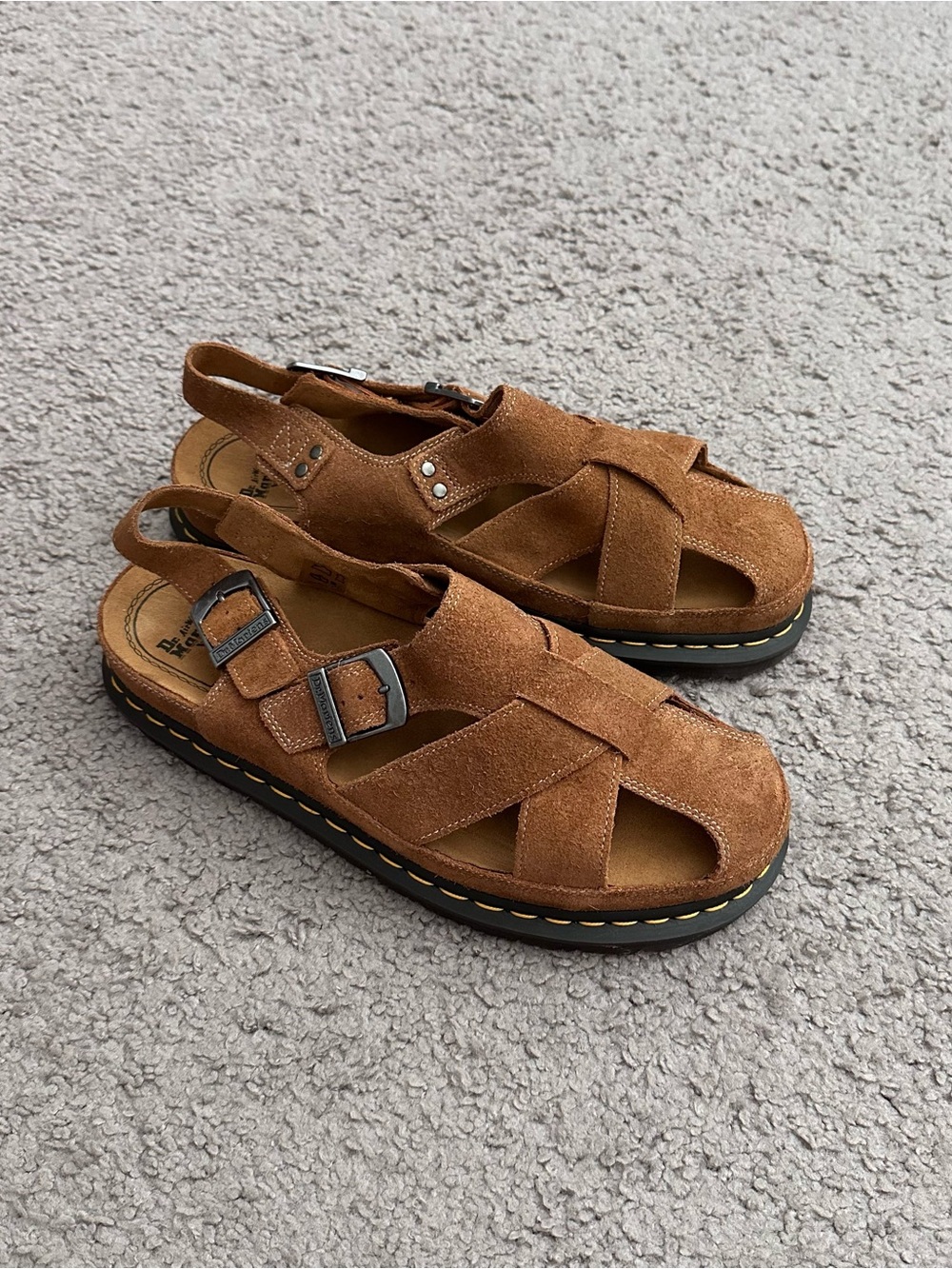 Dr. Martens Archive Fisherman Sandal Natural Tan Womens 12 Plush Suede Reverse